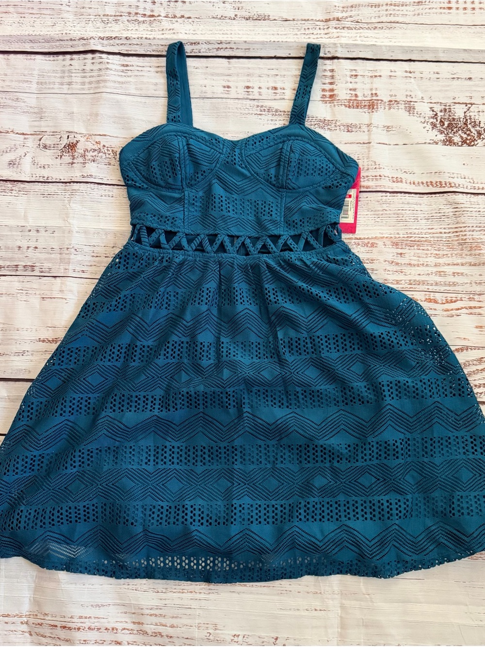 NEW! Xhilaration Peacock Lace Cutout Mini Dress XS